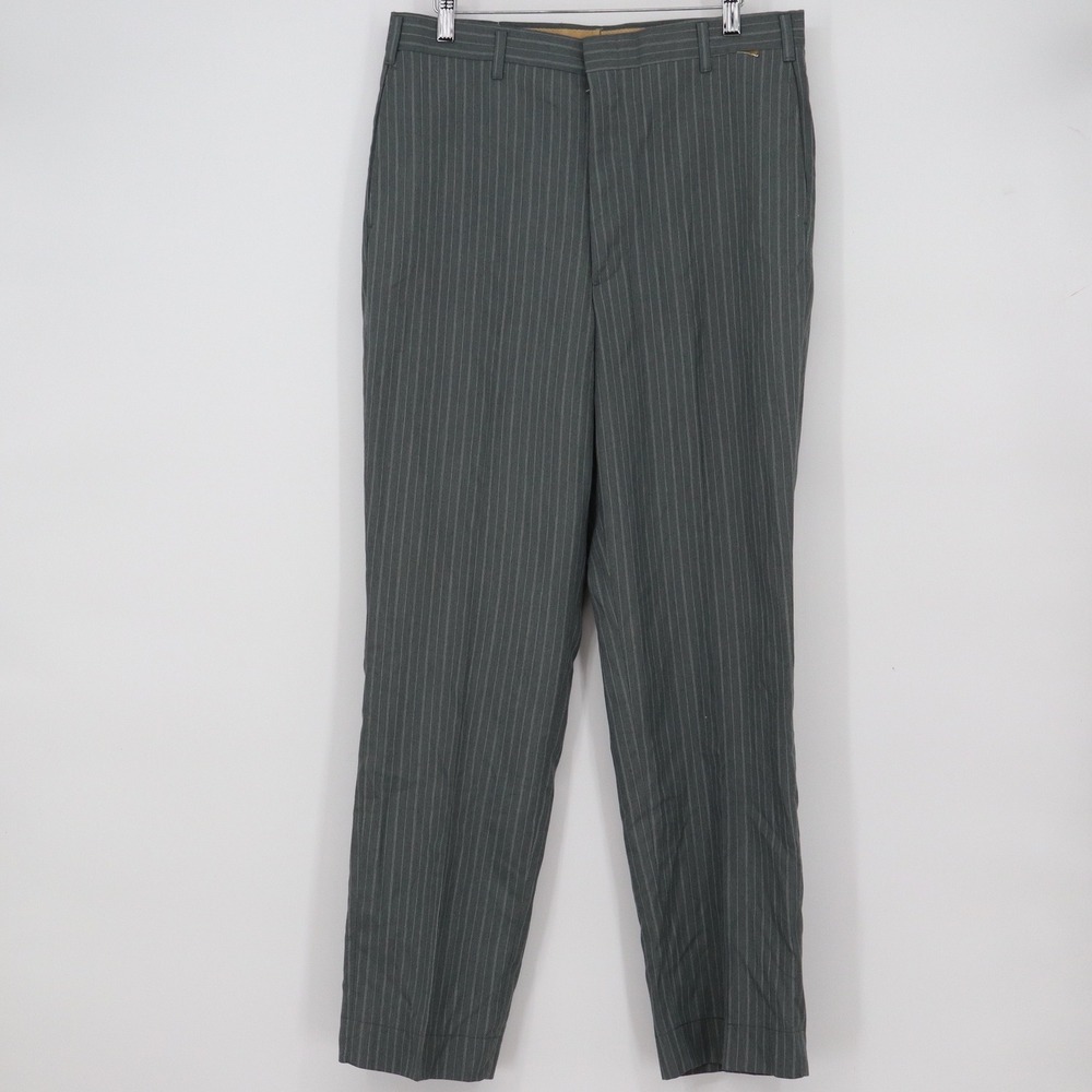 Farah Executive Model Vintage Grey Pinstripe Dress Pants Mens Size 34x29